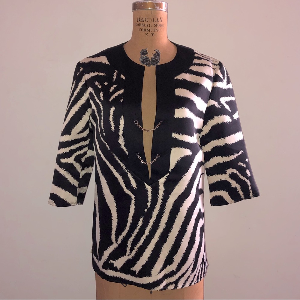 GUCCI] By Tom Ford Zebra Silk Tunic Top. Size42
